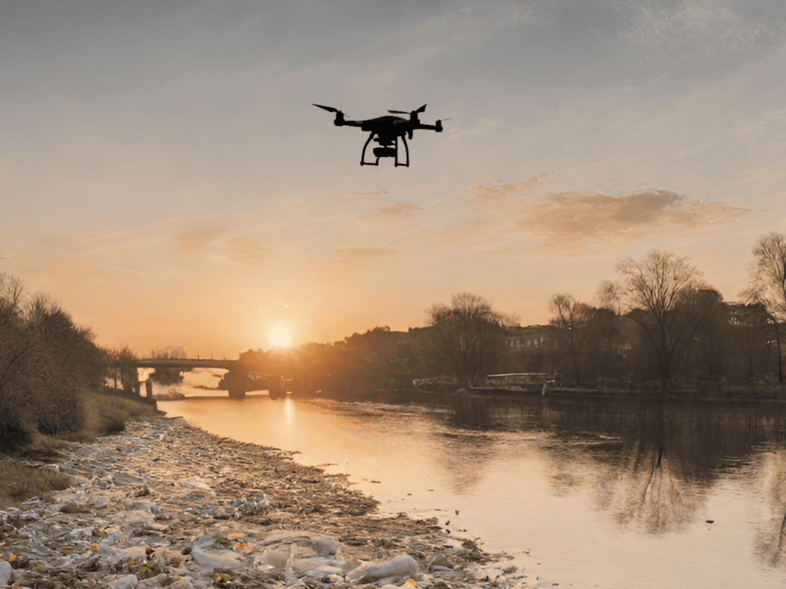 Drone detects waste on river